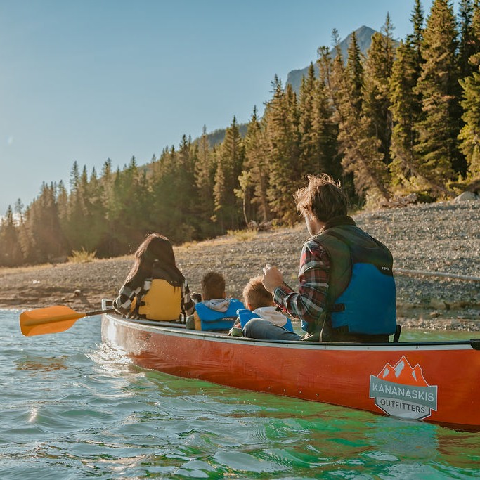canoeing with a canoe rented from Kananaskis outfitters
